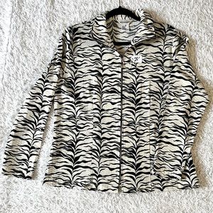 Like New: Misook Medium Zebra Sparkly Pailette Sequin Full-Zip Jacket